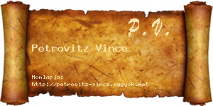 Petrovitz Vince névjegykártya